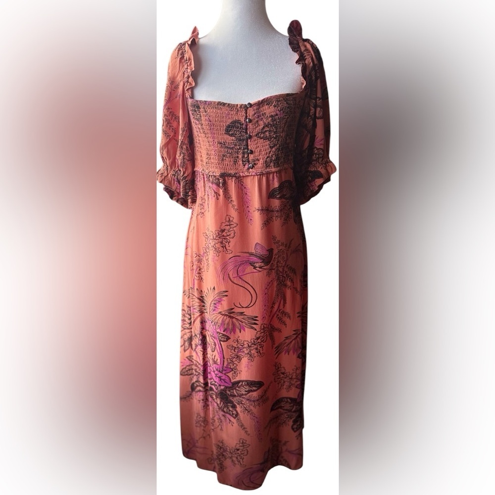 Anthropologie Pink Floral Backless Dress - Picture 4 of 13